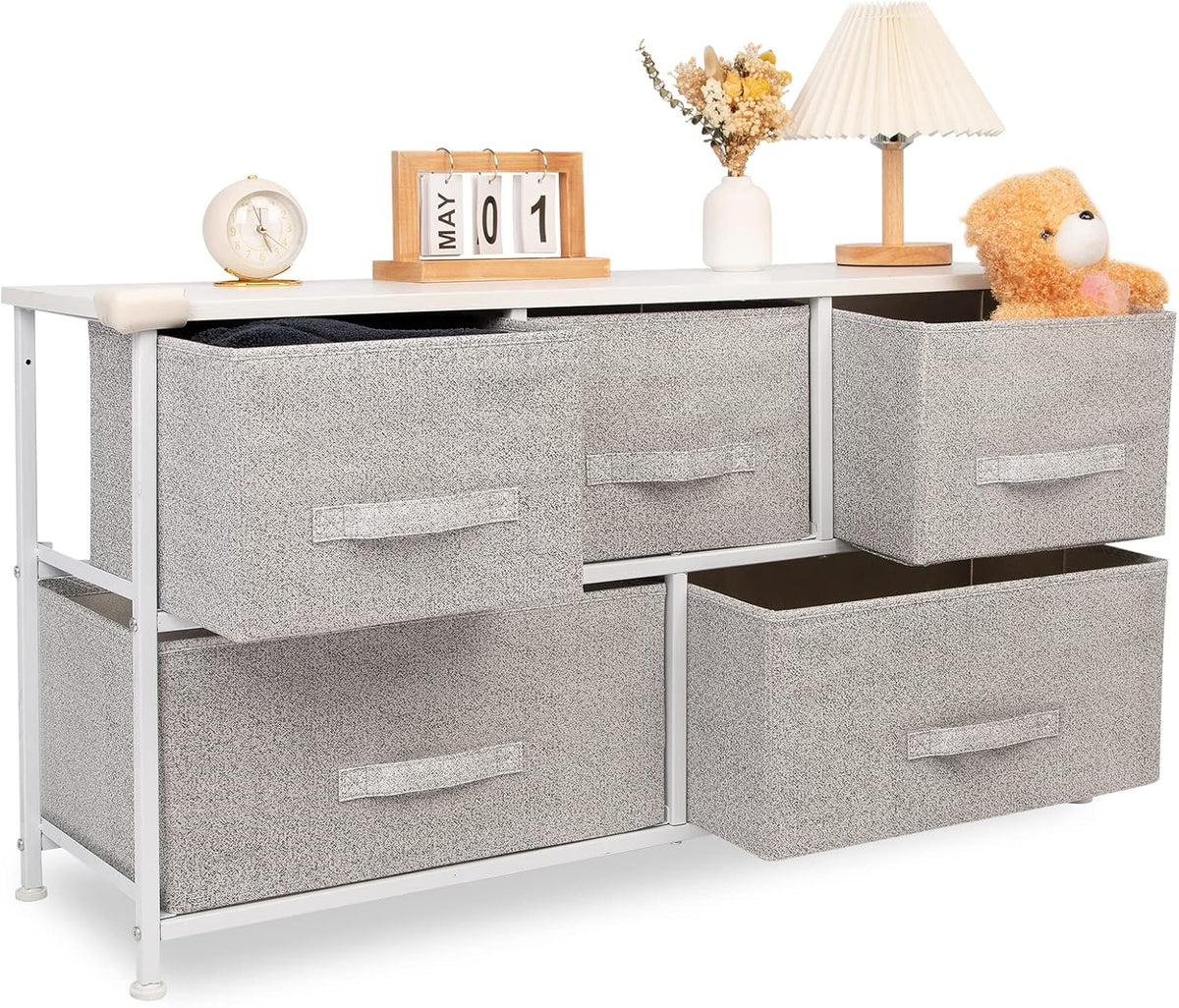 Fabric 7 Drawer Dresser Storage Tower with Steel Frame O227709