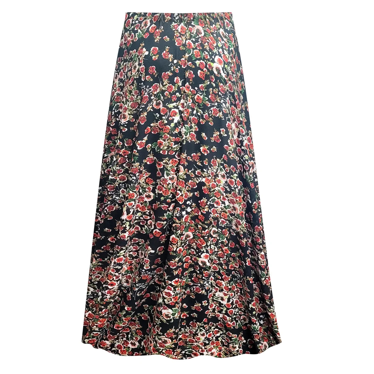 Midnight Red Garden Print Maxi Skirt S215