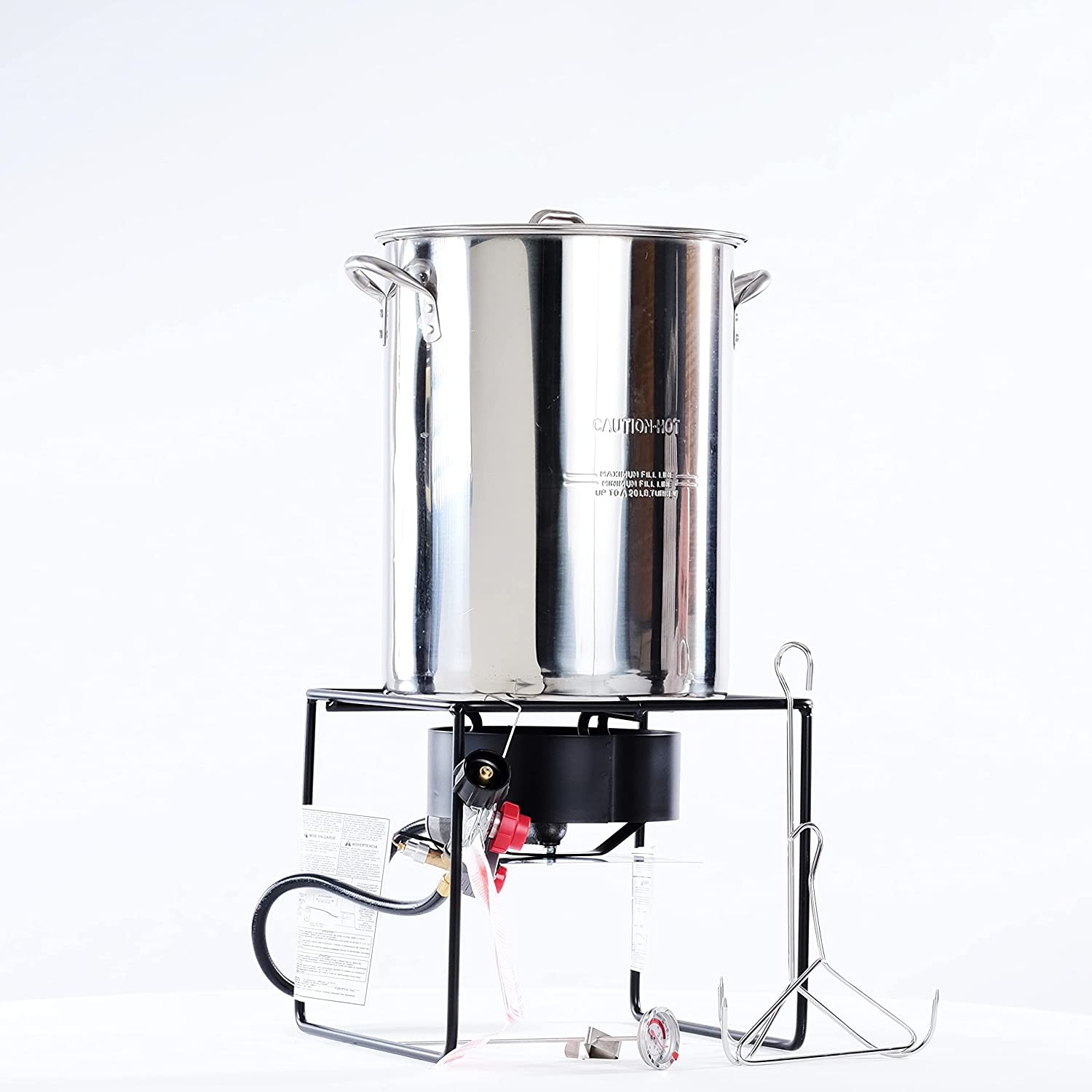 12 in. Welded Square Turkey Fryer Package with Stainless Steel Pot P5380