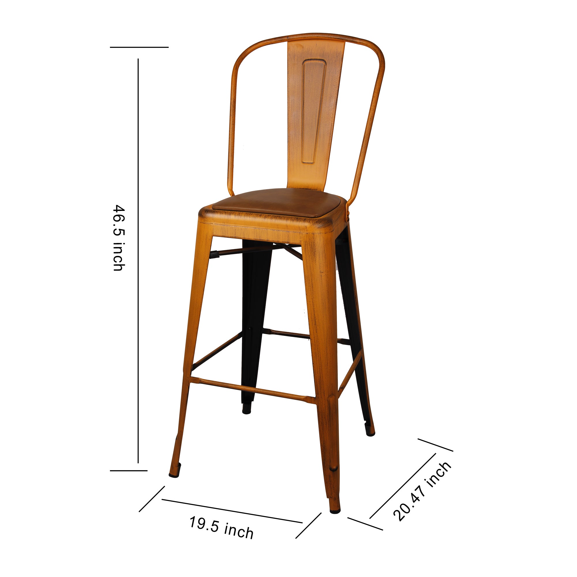 30 inch High Back Bar Stools Set of 6 Vegan Leather Seat K37550