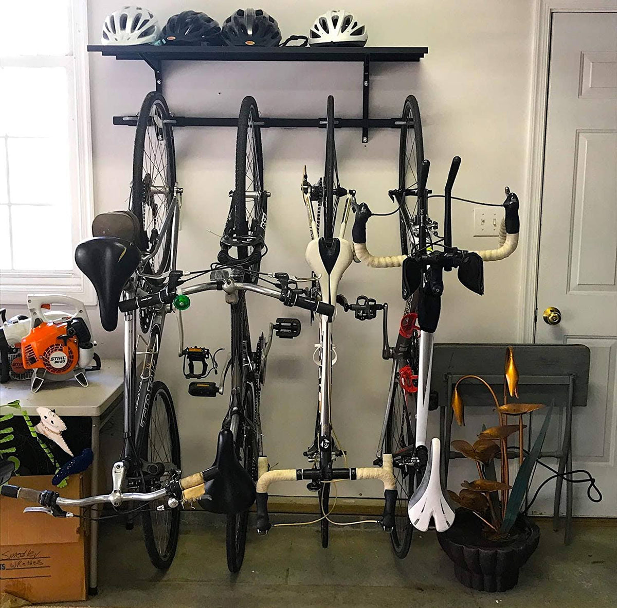 5 Bike Rack Storage Shelf Steel Wall Mount H31670