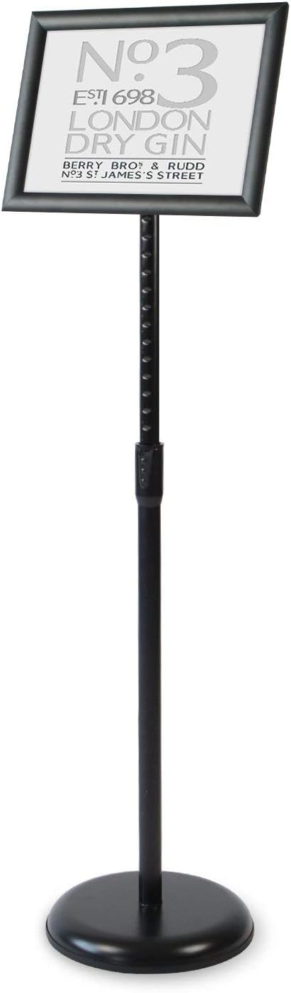Heavy Duty Adjustable Aluminum Floor Standing Sign Holder, Black R127