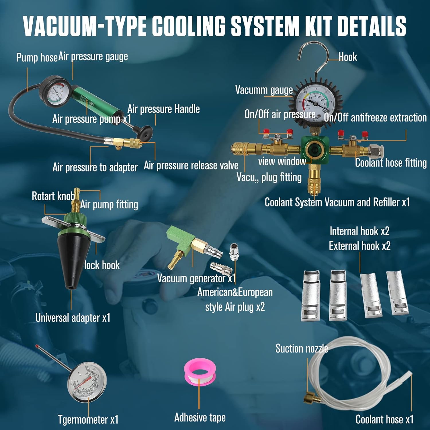 12 PCS Coolant System Refill Kit with Universal Adapter Z498