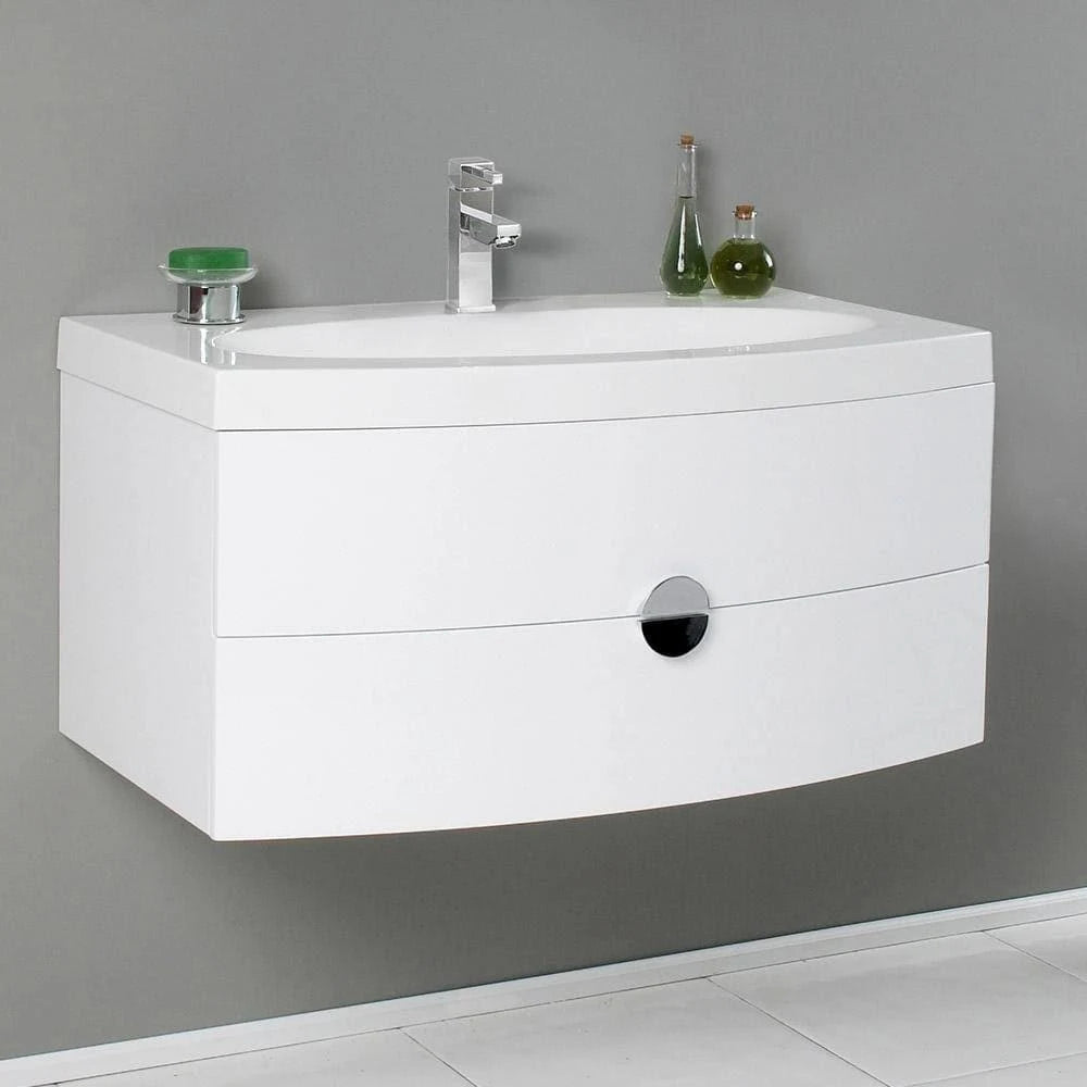 Orange Modern Bathroom Cabinet with Integrated Sink X870819
