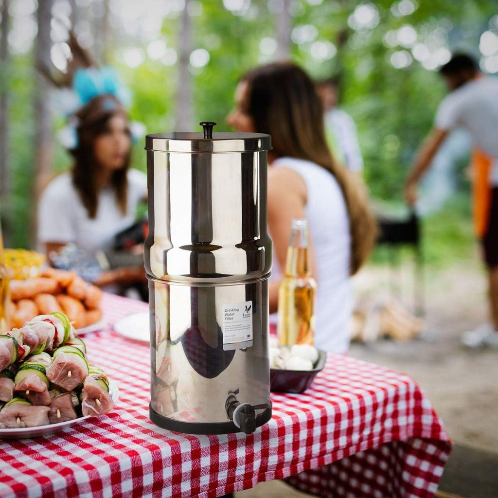 2.24 Gallon Stainless Steel Gravity-Fed Water Filter System with 2x Candle Filters O283831