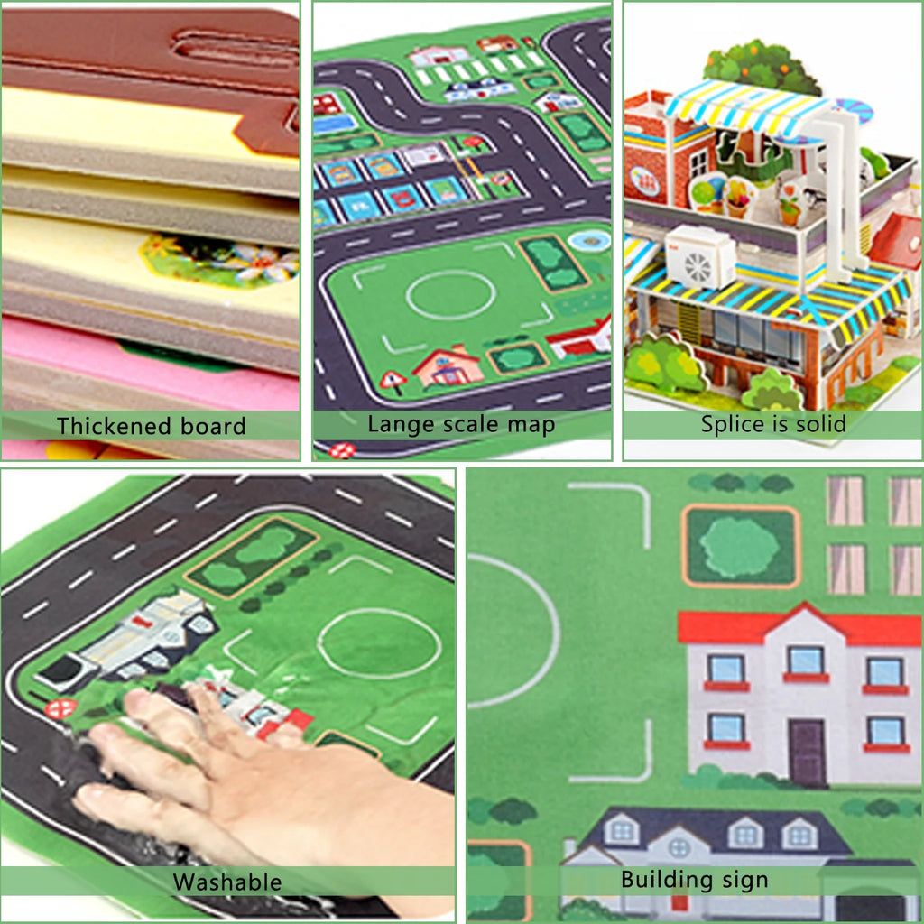 Construction Building Sets with 6 Cartoon Character Toys I371317