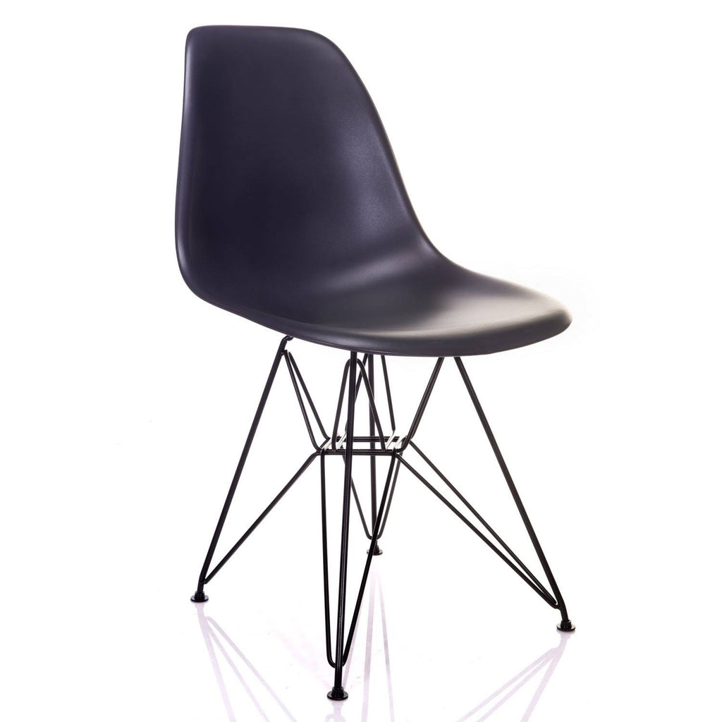 Carbon Gray Mid-Century Modern Dining Accent Side Chair with Black Steel Leg (Set of 2) I499588