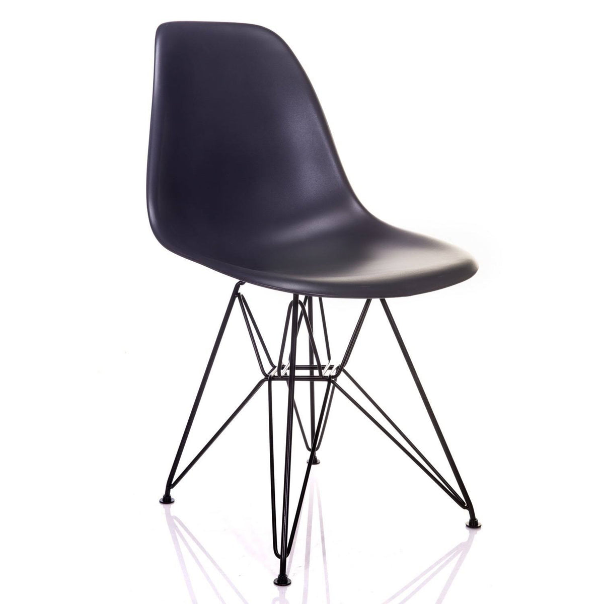 Carbon Gray Mid-Century Modern Dining Accent Side Chair with Black Steel Leg (Set of 2) I499588
