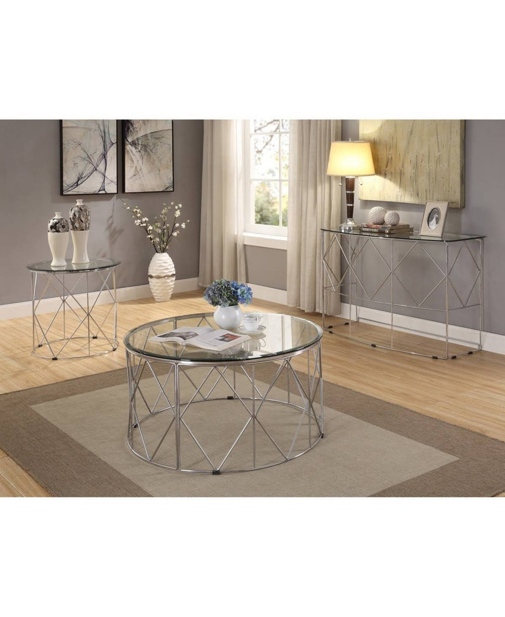 Round Glass Top End Table U264668