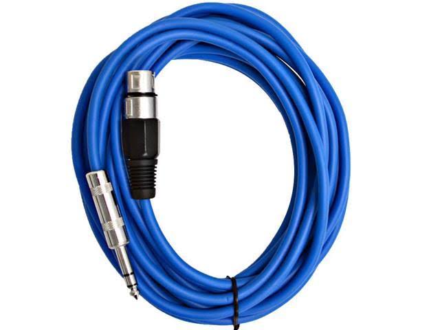 6 Pack 25 ft XLR Female to 1/4 TRS Patch Cable Snake Cords Blue Q6265