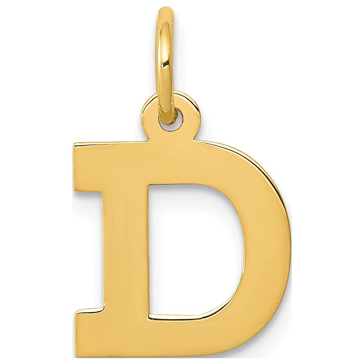 14K Yellow Gold Block Letter D Initial Pendant Charm with Rope Chain Necklace 16'' D759001