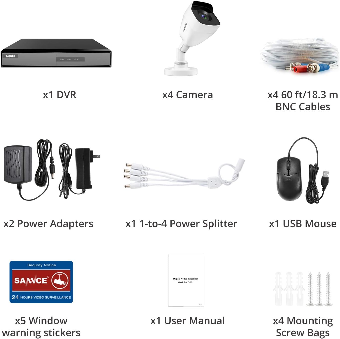 8CH 1080N Wired CCTV Camera System with 4 x 1080P Weatherproof Cameras M215809