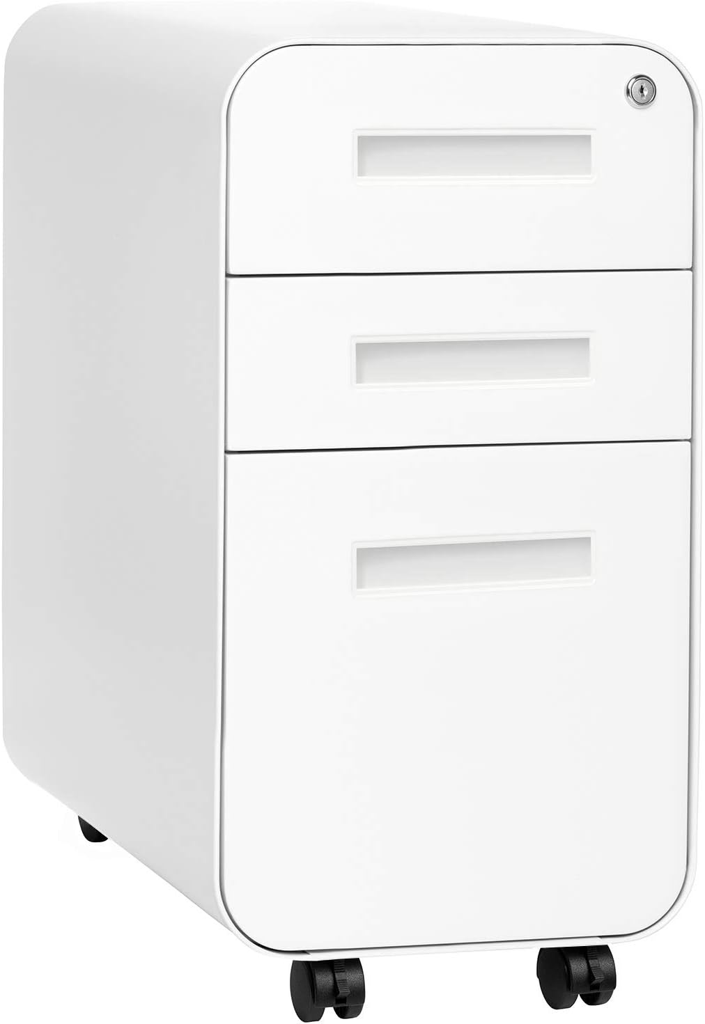3-Drawer Mobile File Cabinet, White/Red T173