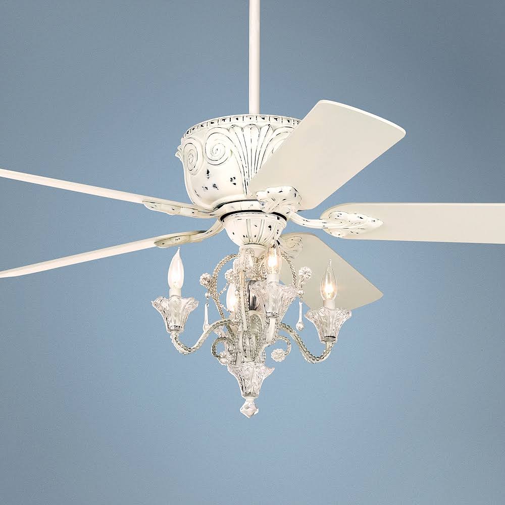 White Ceiling Fan with Pull Chain LED Kit C22391