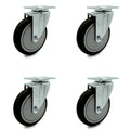 Black Poly Swivel Caster Set of 4 with 5x22 Wheels C2964