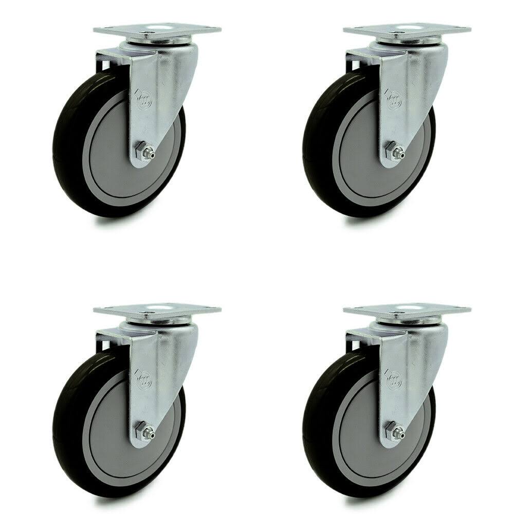 Black Poly Swivel Caster Set of 4 with 5x22 Wheels C2964