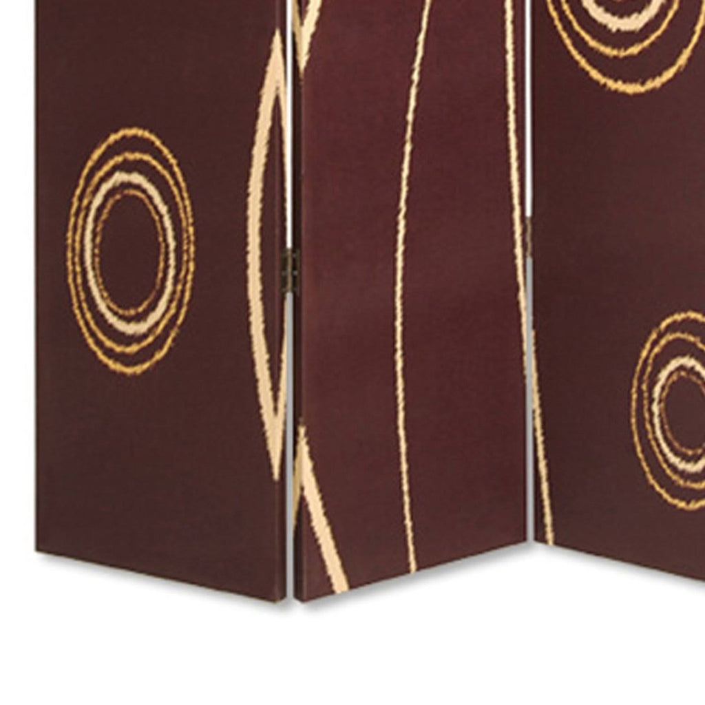 3 Panel Foldable Canvas Room Divider Brown and Yellow E2772