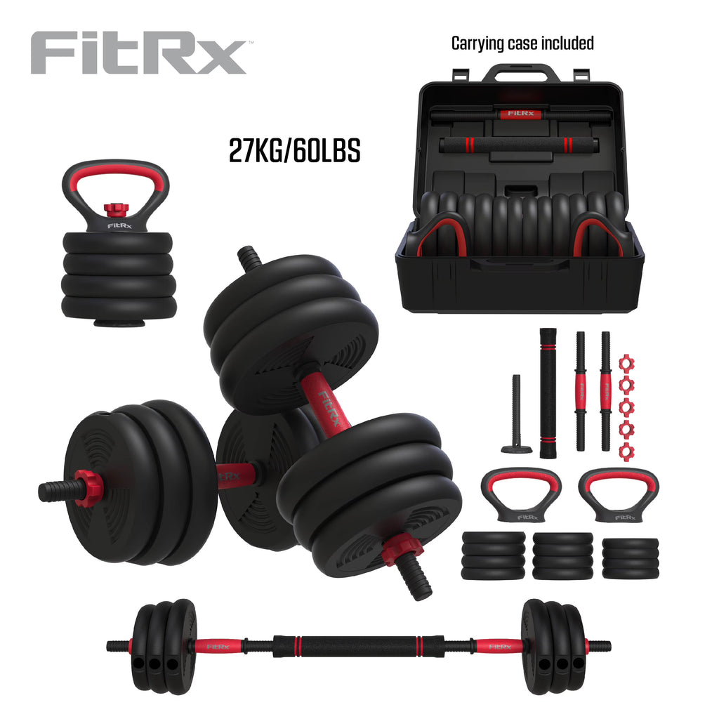 60 lbs 4-in-1 Adjustable Dumbbell Barbell Kettlebell Weight Set I4885