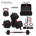 60 lbs 4-in-1 Adjustable Dumbbell Barbell Kettlebell Weight Set I4885