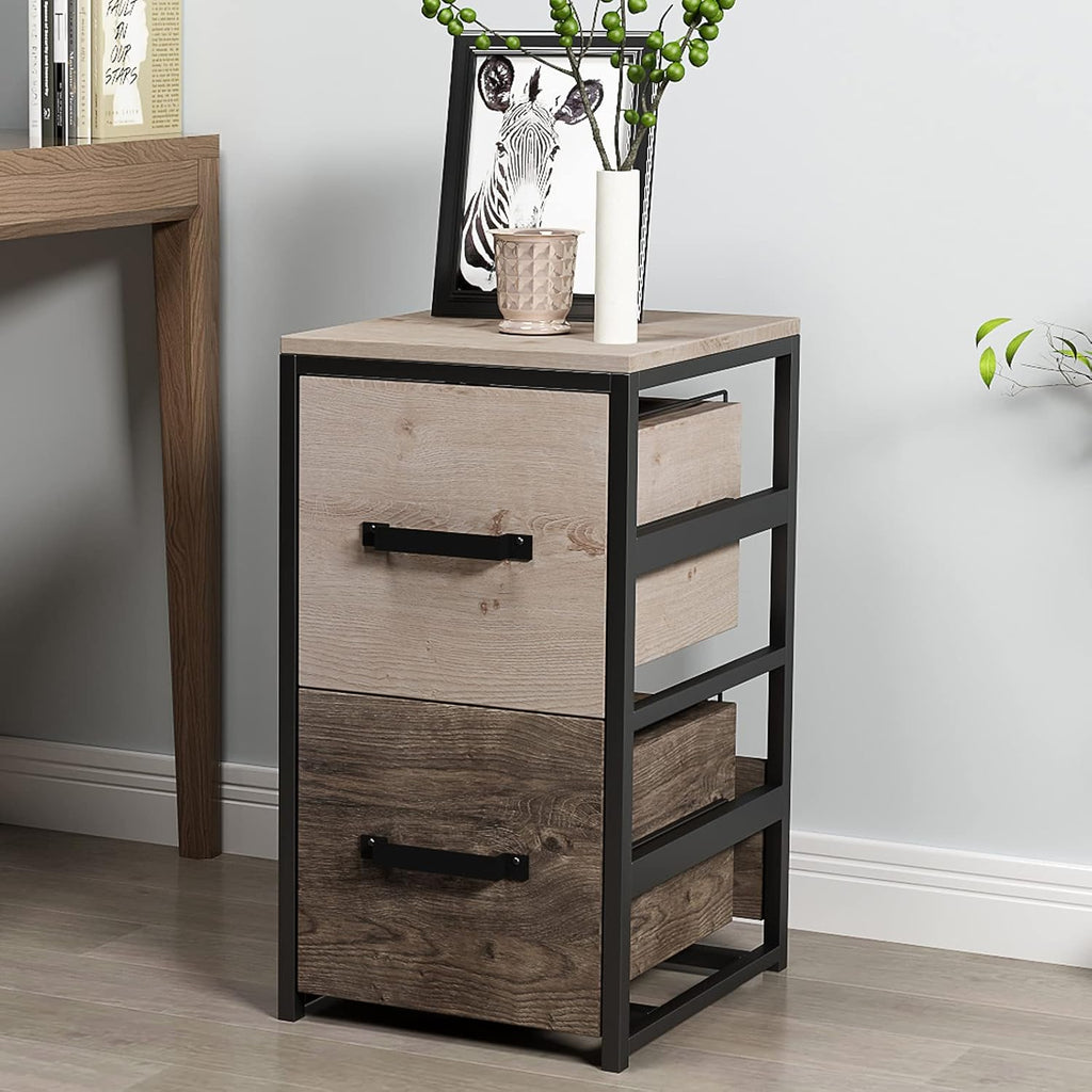 Wood File Cabinet with 2 Drawers, Brown V551180