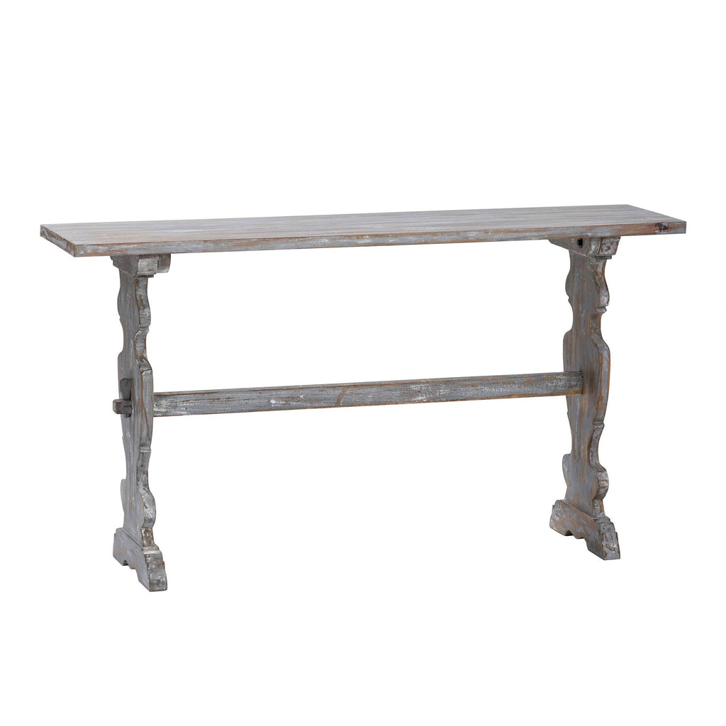 Grey Mango Wood Carved Leg Console Table K9509