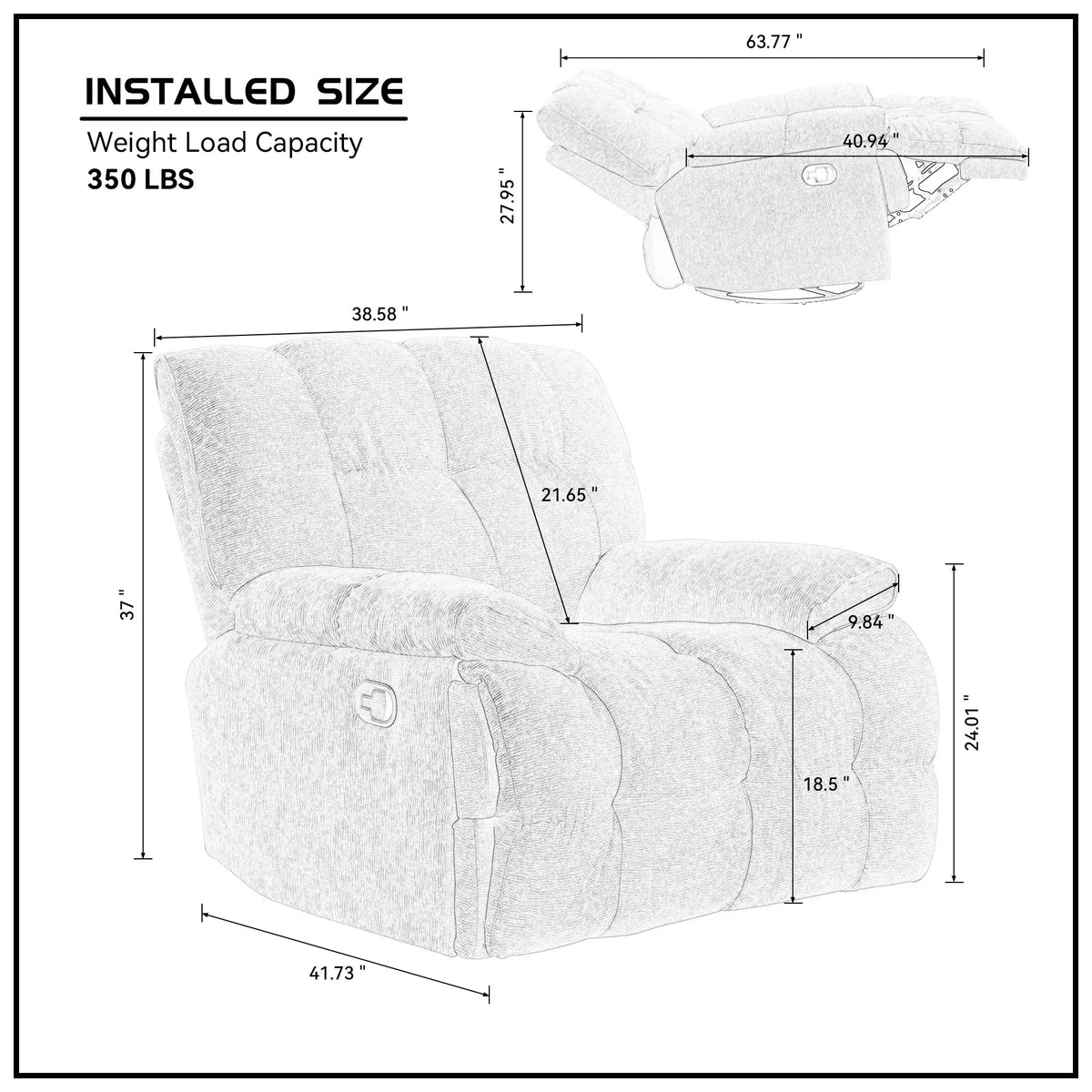 Cream Fabric Reclining Chair P32868