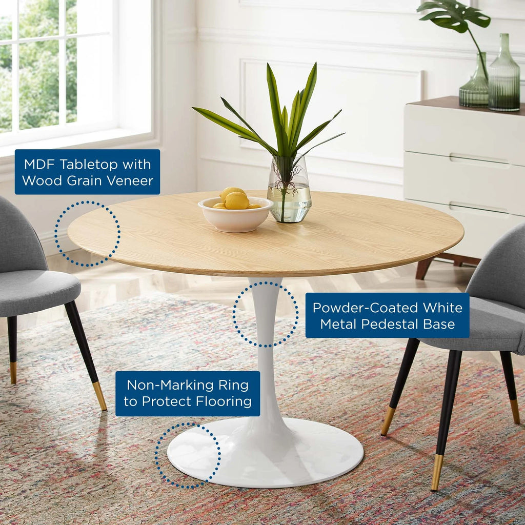 Round Natural Brown Wood Dining Table H684