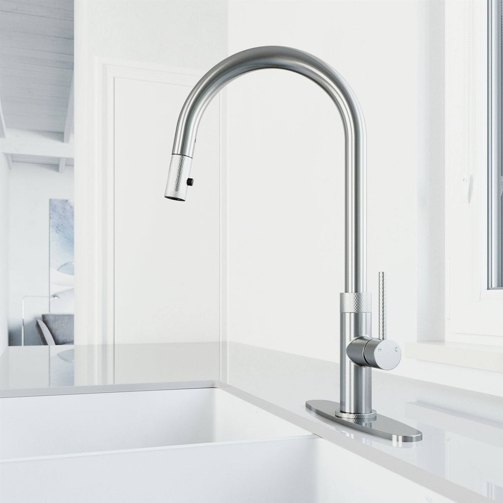 Stainless Steel Pull-Down Kitchen Faucet with Deck Plate Q5766