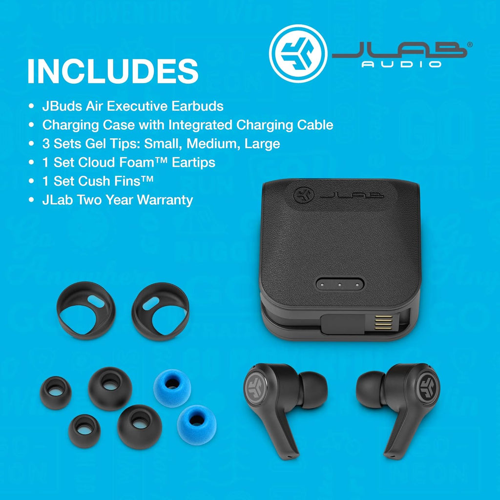 True Wireless Bluetooth Earbuds with Charging Case, Black, Bluetooth 5.0, Pack of 2 D47987