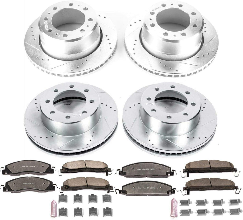Carbon Fiber Ceramic Brake Pads and Drilled Slotted Brake Rotors L993