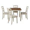5-Pc. Wood Dining Table Set with Tobacco Top and Cream Base C460