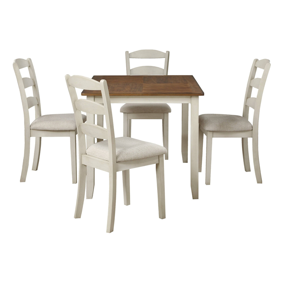 5-Pc. Wood Dining Table Set with Tobacco Top and Cream Base C460