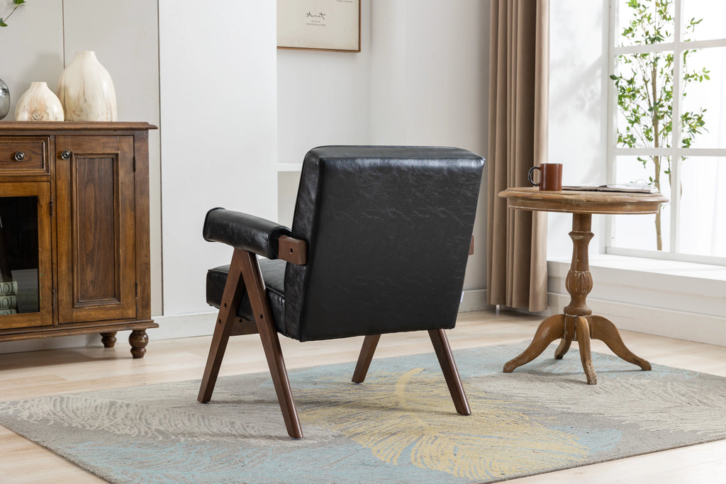 Mid-Century Modern Accent Chair with Solid Wood Armrest Z4497