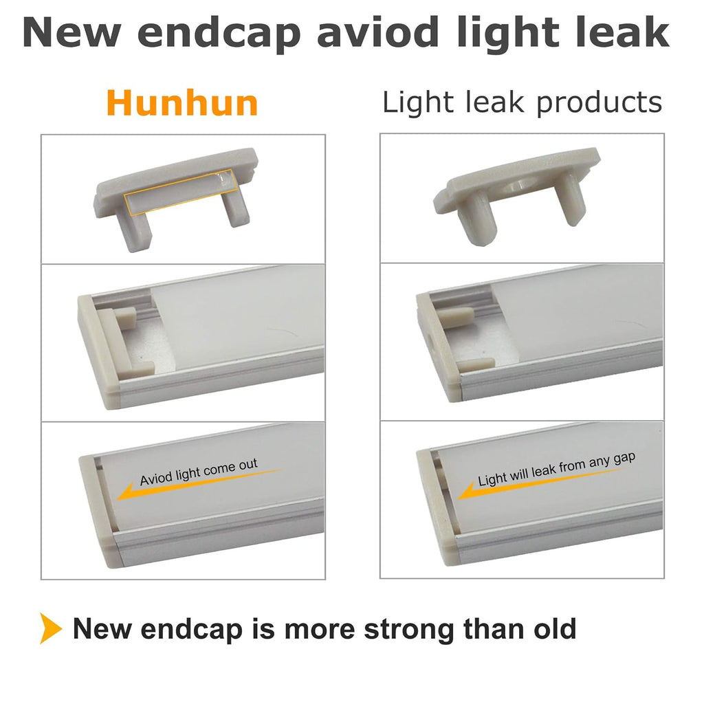 20-Pack 3.3ft U Shape LED Aluminum Channel System with Milky Cover, End Caps and Mounting Clips C466