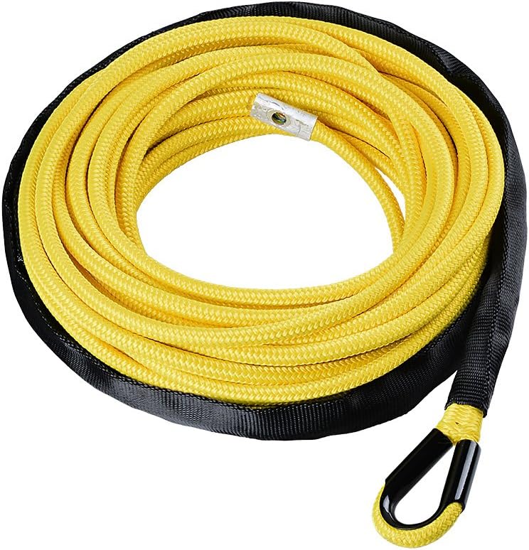85ft x 3/8 inch Synthetic Winch Line Rope with Heat Rock Guard T394