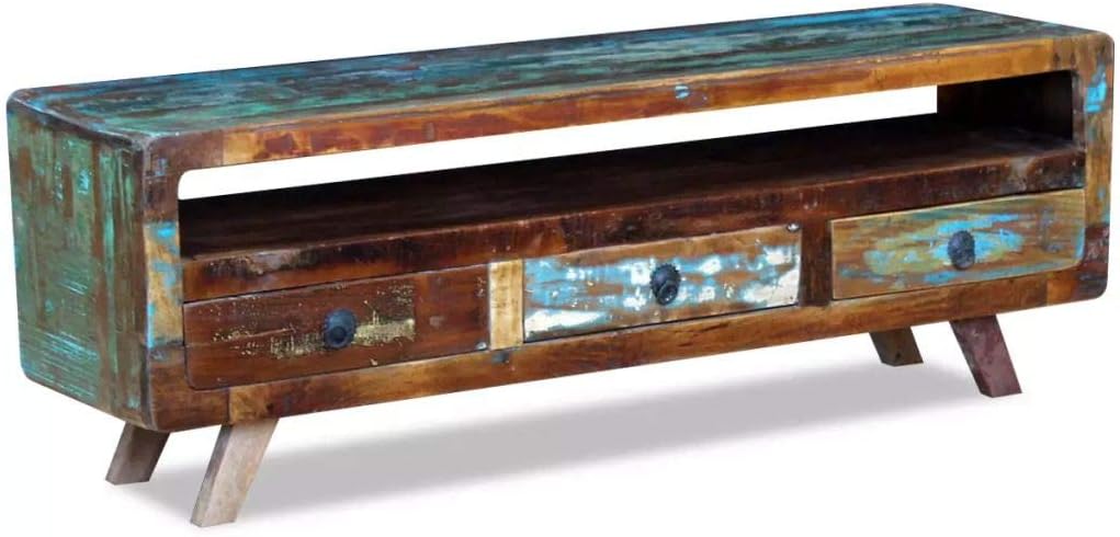 Vintage TV Stand with 3 Drawers Solid Reclaimed Wood Y937182