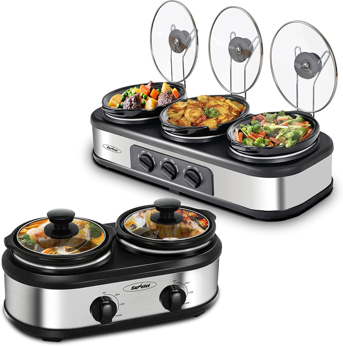 Stainless Steel Slow Cooker Buffet Server with Adjustable Temp P12156