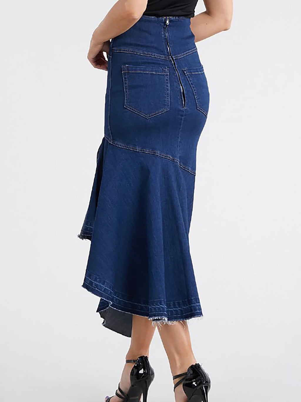Dark Wash Denim Jean Long Skirt Z1558
