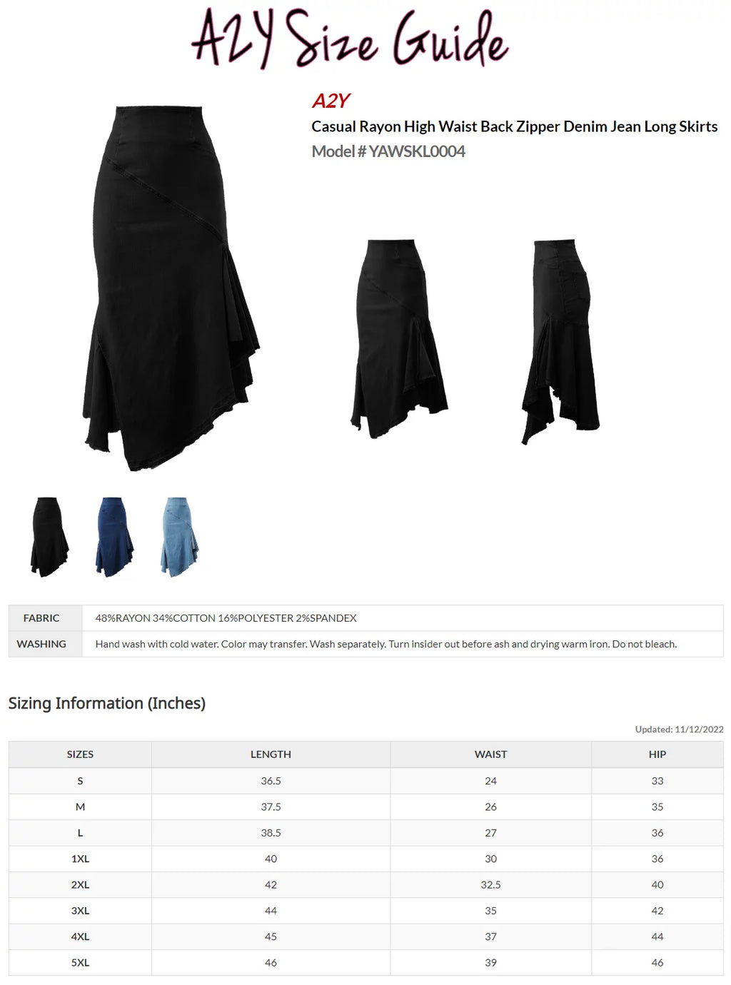 Dark Wash Denim Jean Long Skirt Z1558