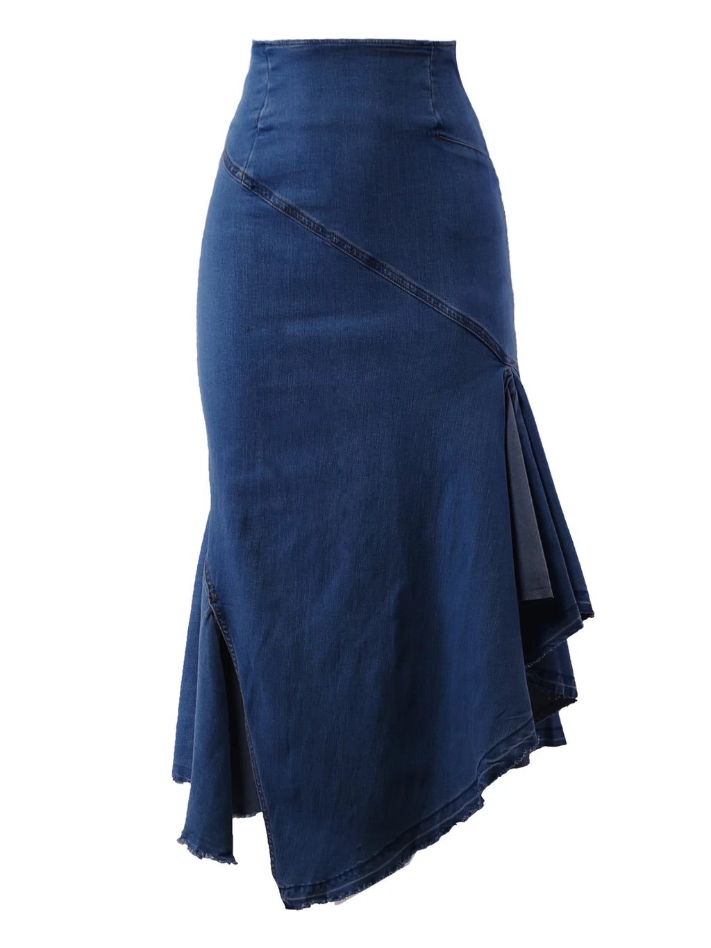 Dark Wash Denim Jean Long Skirt Z1558