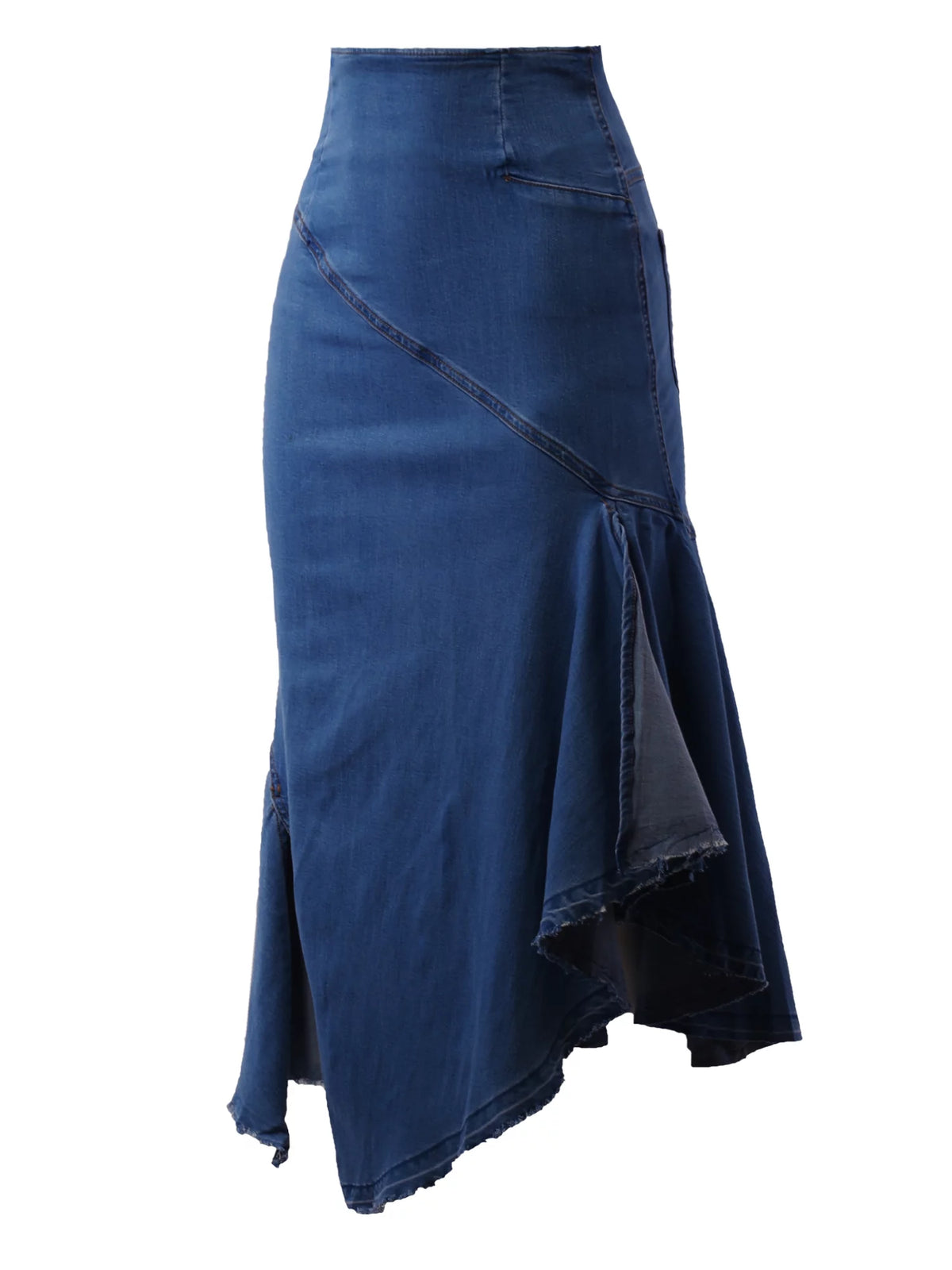 Dark Wash Denim Jean Long Skirt Z1558