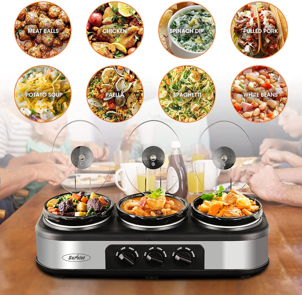 Stainless Steel Slow Cooker Buffet Server with Adjustable Temp P12156