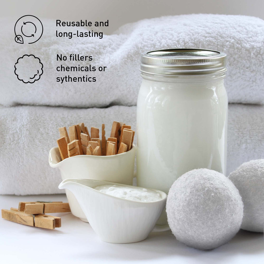 Eco-Friendly Laundry & Wellness Bundle – Detergent Sheets, Wool Dryer Balls, and Essential Oils
