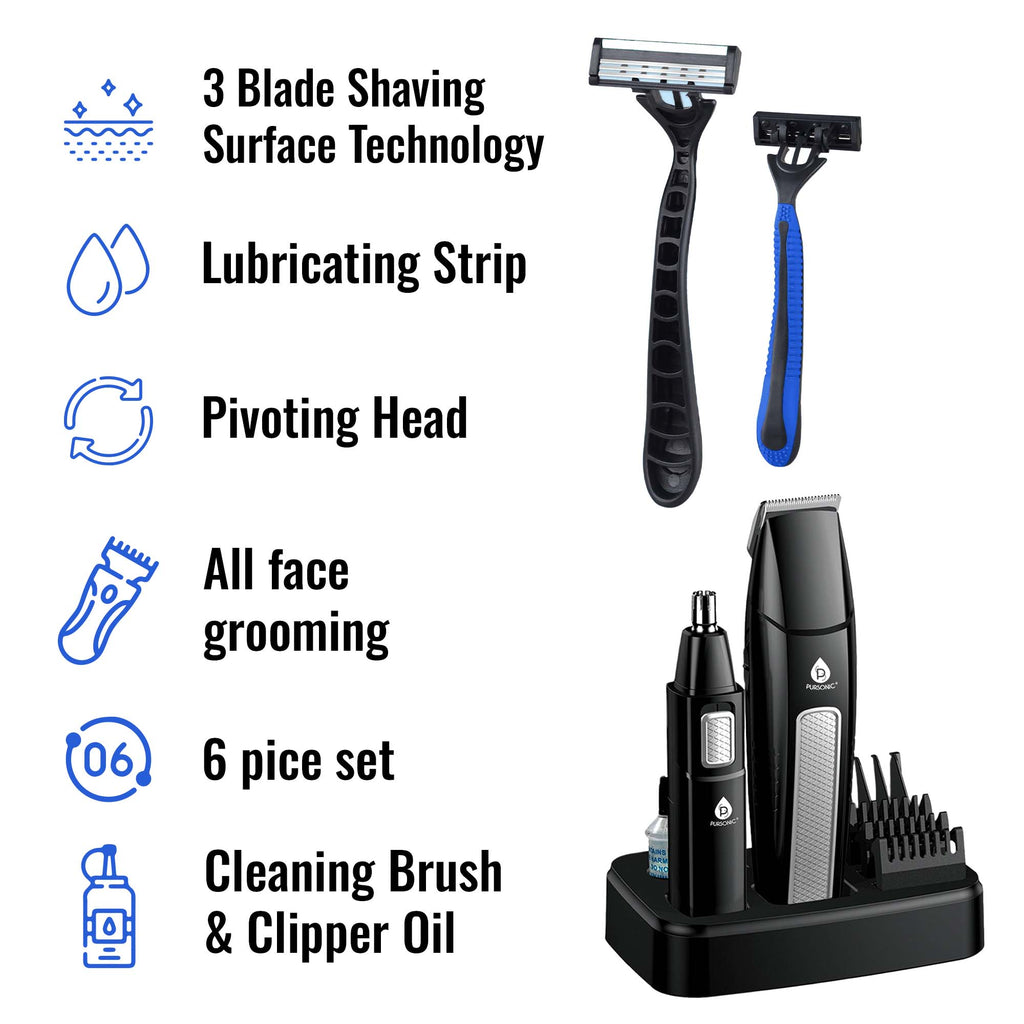 Ultimate Men’s Grooming Set – 10-Piece Hair, Beard & Body Grooming Kit + Disposable Razors