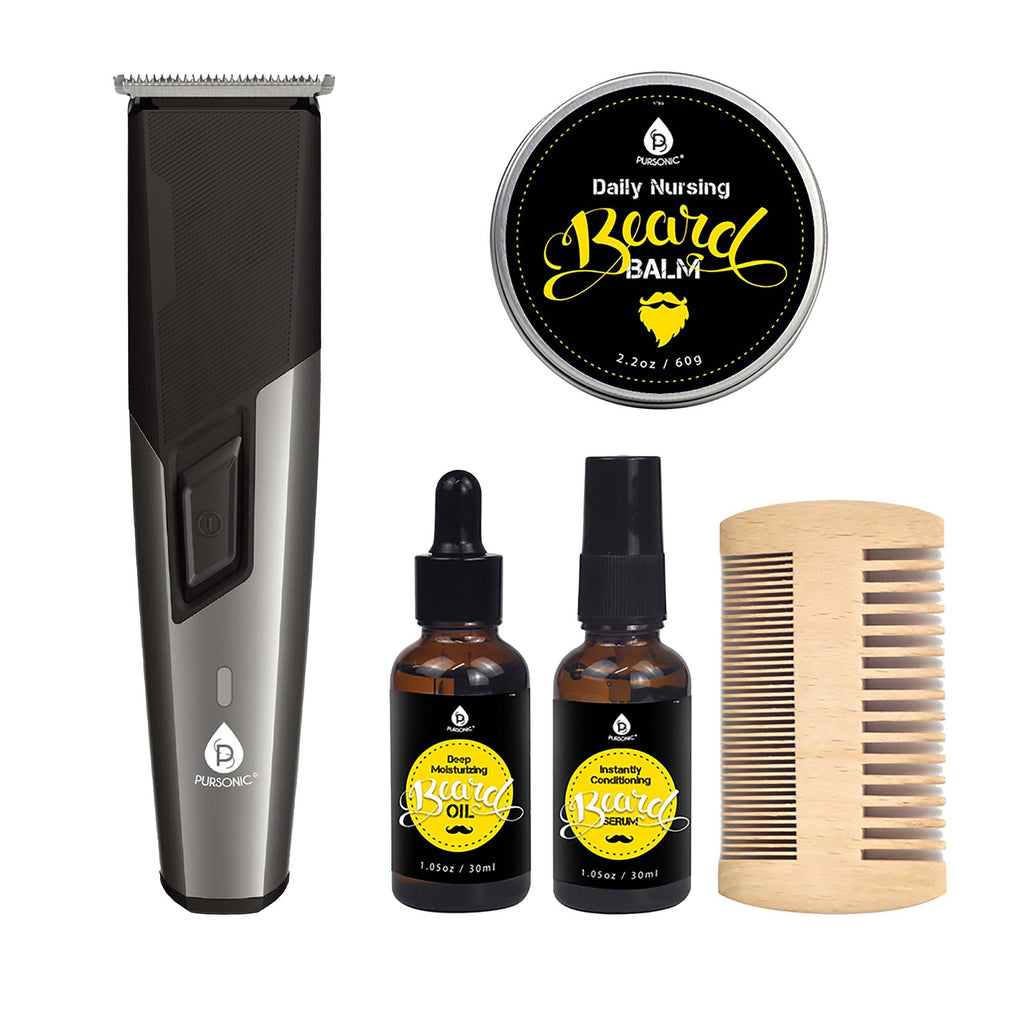 Rechargeable Men’s Grooming & Beard Care Bundle – Complete Hair, Beard, Nose, and Ear Kit