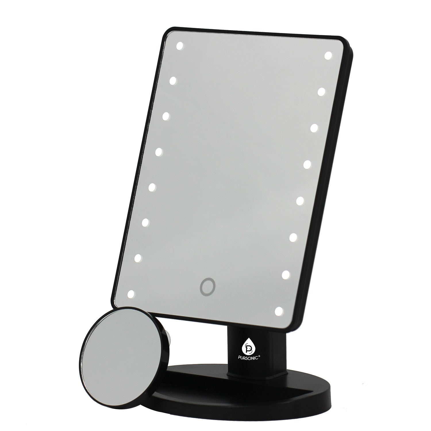 Him’s and Her’s Pursonic LED Lighted Vanity Makeup Mirror Bundle – Black & White Set with 5X Magnifying Mini Mirrors