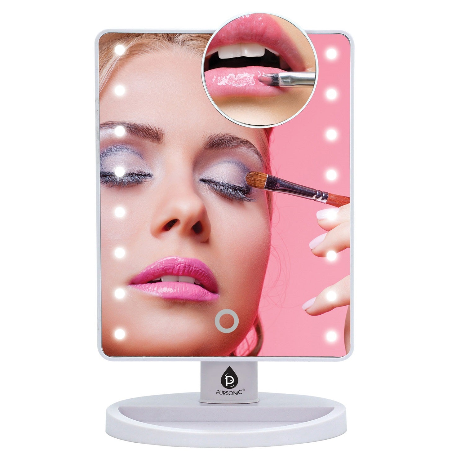 Him’s and Her’s Pursonic LED Lighted Vanity Makeup Mirror Bundle – Black & White Set with 5X Magnifying Mini Mirrors