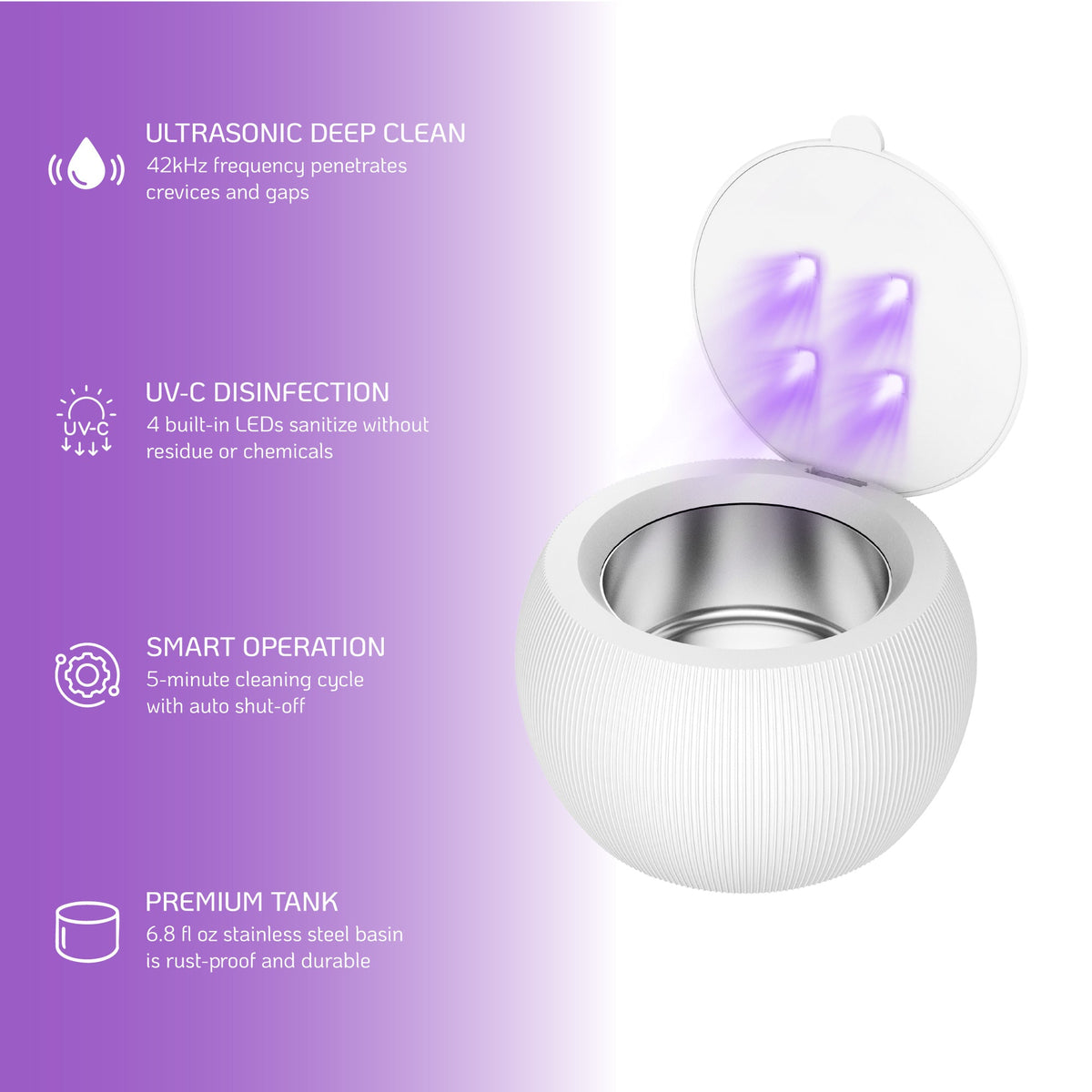 Pursonic Ultrasonic Cleaner Pod – Deep Cleaning and UV Sterilization in One Compact Device