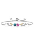Pink Created Sapphire London Blue Topaz 925 Silver 10K Yellow Gold Lab Grown Diamond Bracelet B722