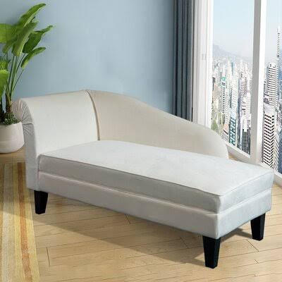 Beige Velvet Wooden Chaise Longue F812562